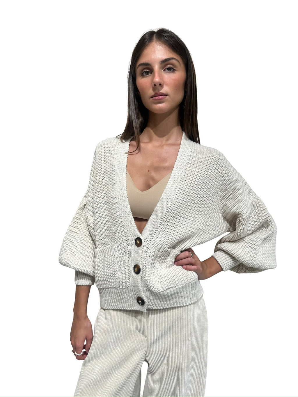 535310625 CARDIGAN MANICA SBUFFO ZAHJR