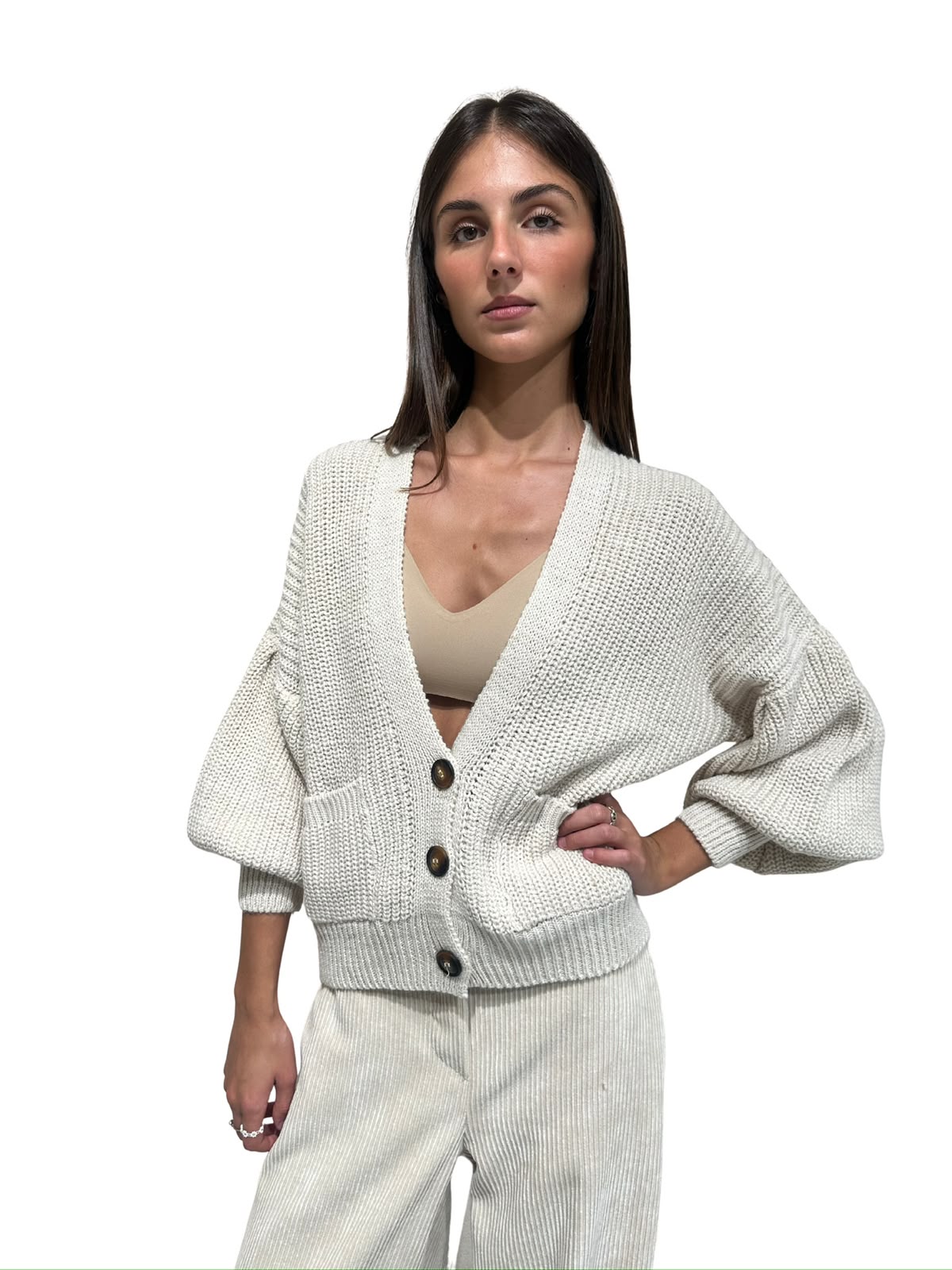 535310625 CARDIGAN MANICA SBUFFO ZAHJR