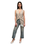 Pantaloni cropped in cotone stretch