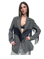 VICOLO - BLAZER A QUADRI CON  FRANGE ART. TAC1120