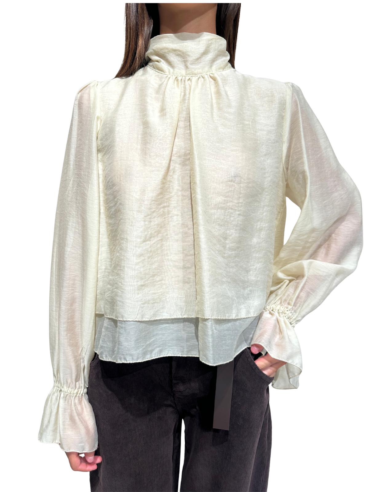 TAC0430 BLUSA ACCOLLATA CON FIOCCO VICOLO