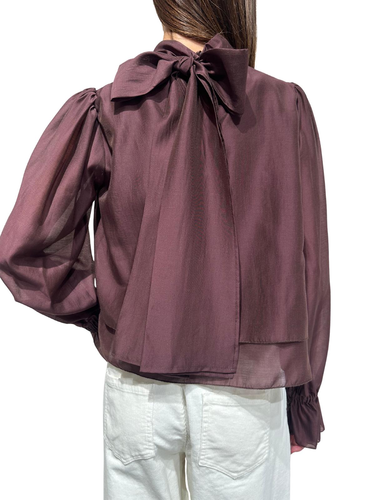 TAC0430 BLUSA ACCOLLATA CON FIOCCO VICOLO