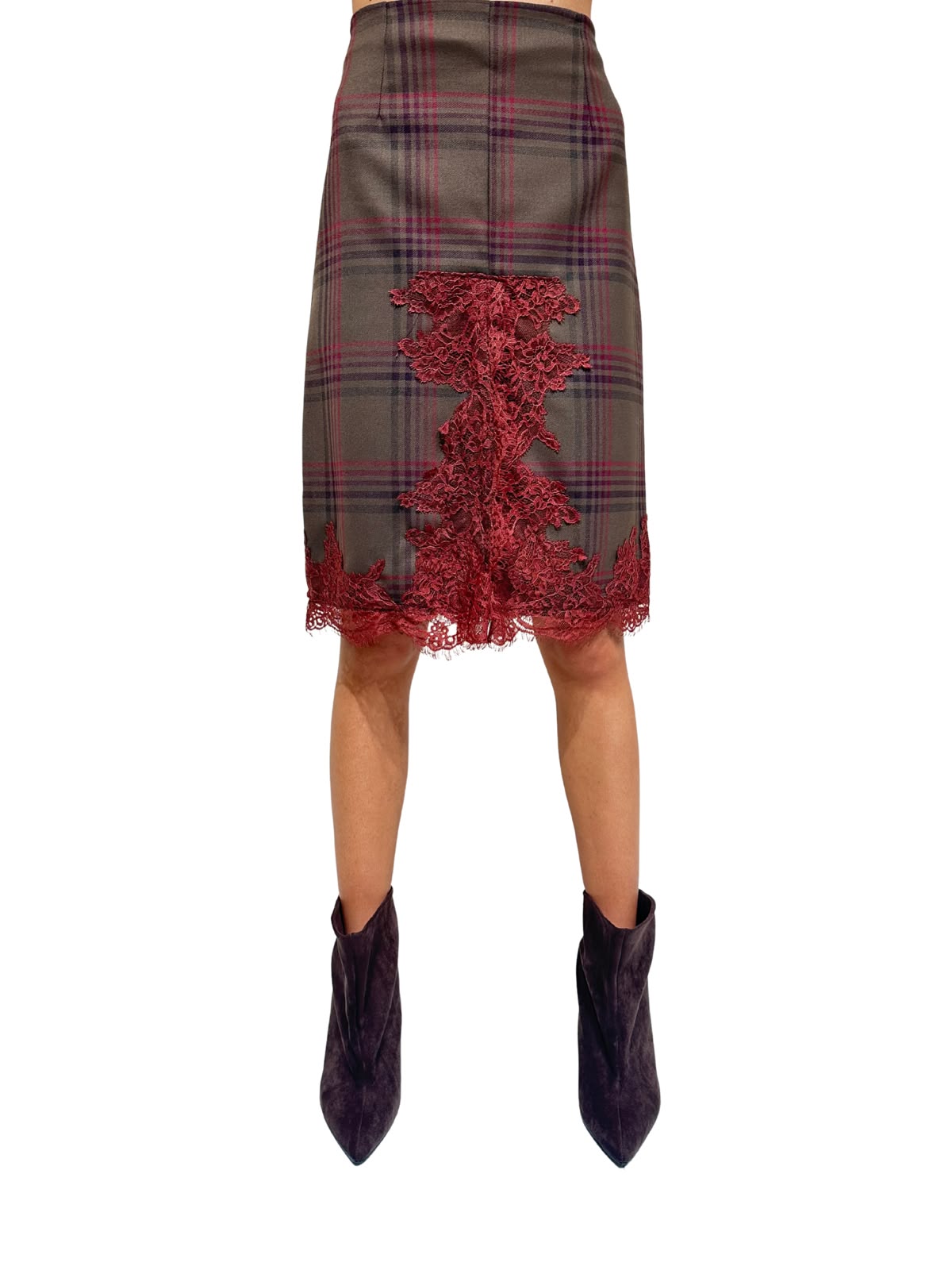 HAVEONE - GONNA MIDI TARTAN E PIZZO ART. GVS-R068