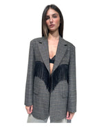 VICOLO - BLAZER A QUADRI CON  FRANGE ART. TAC1120