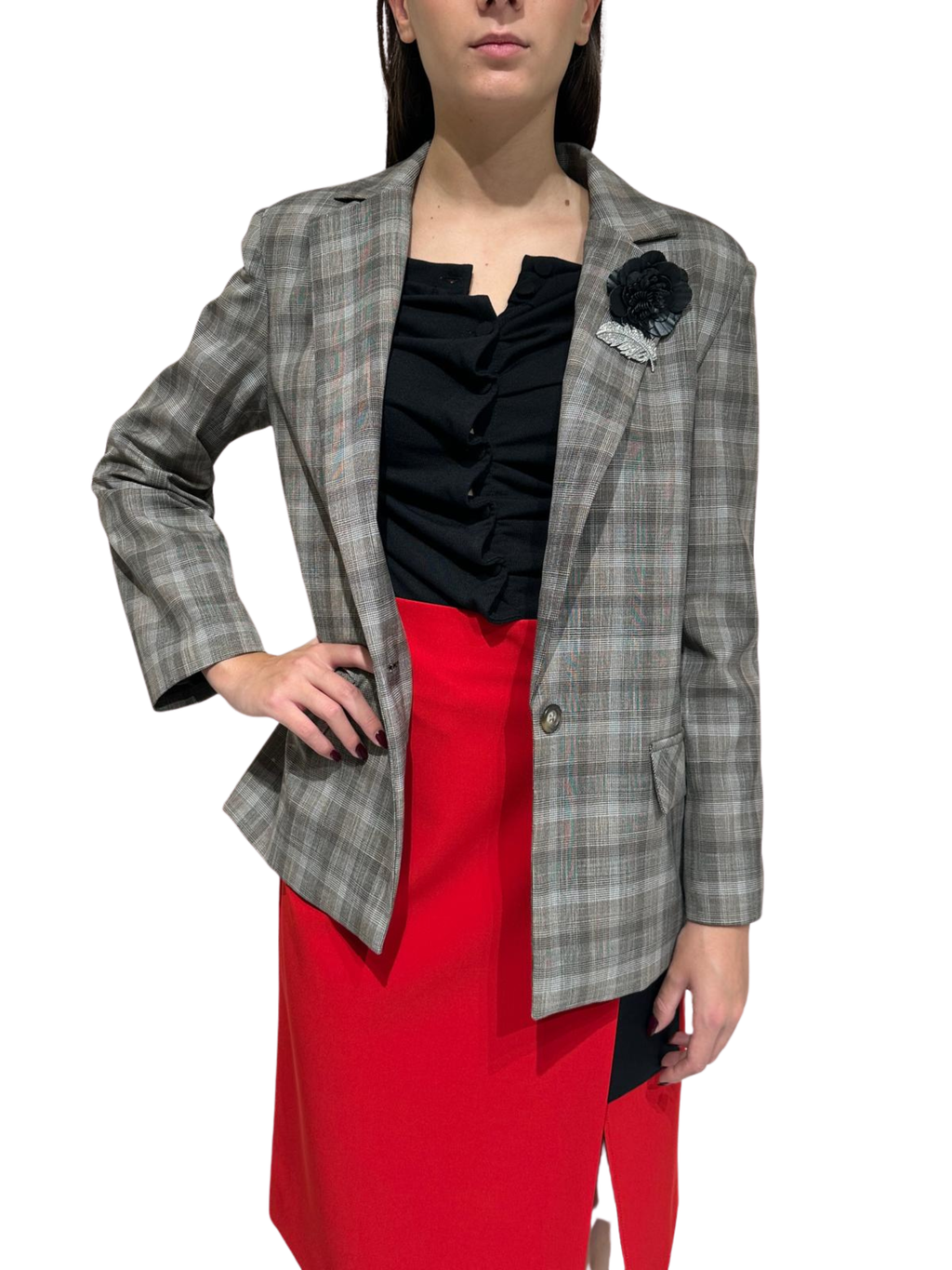 VICOLO - BLAZER QUADRI CON SPILLA ART.RAC0403