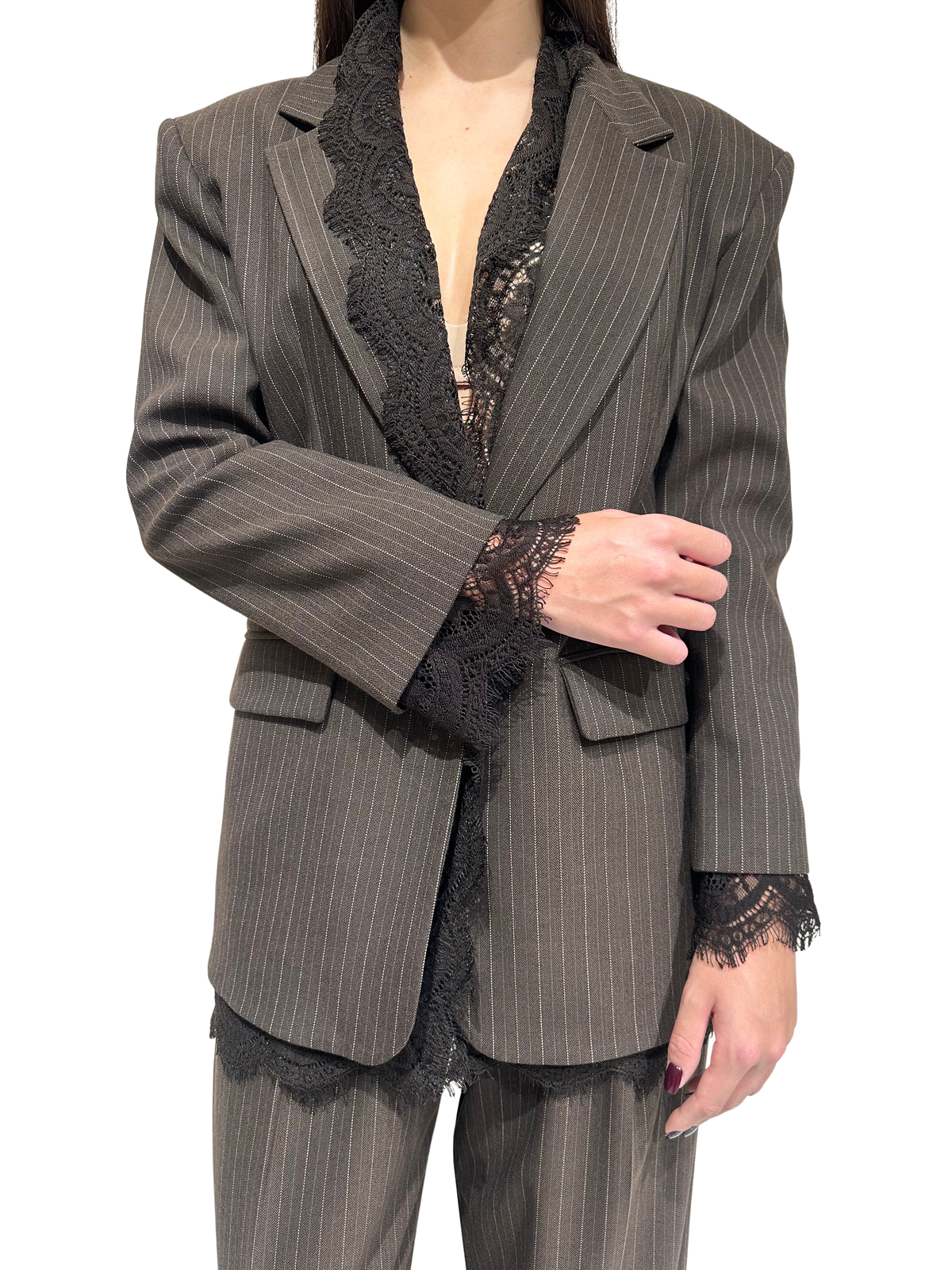 HAVEONE - GIACCA GESSATA CON PIZZO ART.JGE-R044