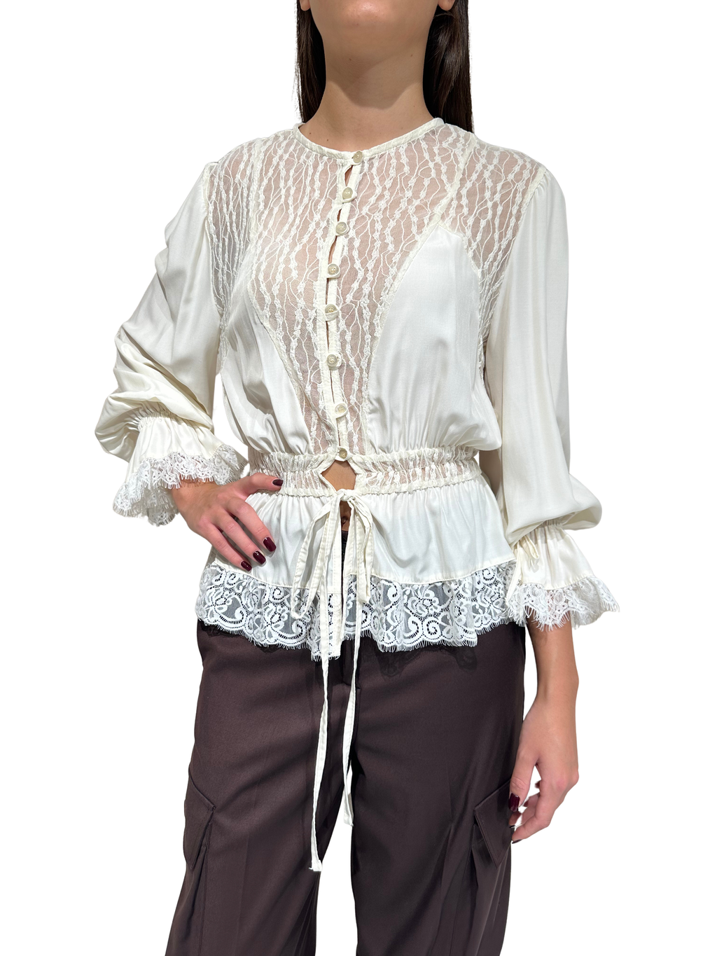 HAVEONE - BLUSA PIZZO ARRICCIATA ART.CVS-R062