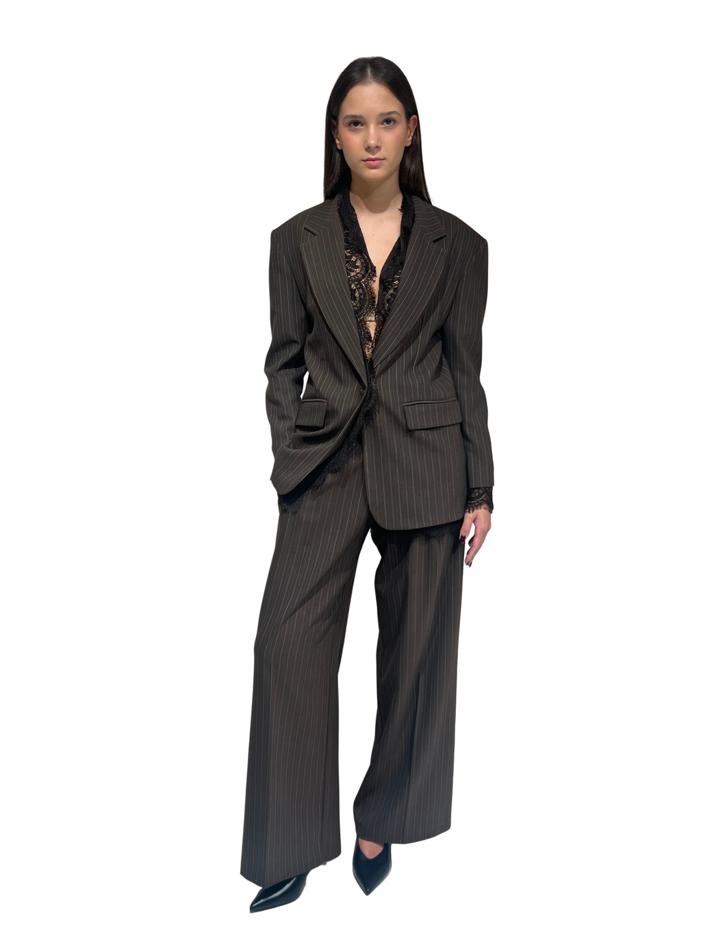HAVEONE - PANTALONE GESSATO A PALAZZO ART.PGE-R169