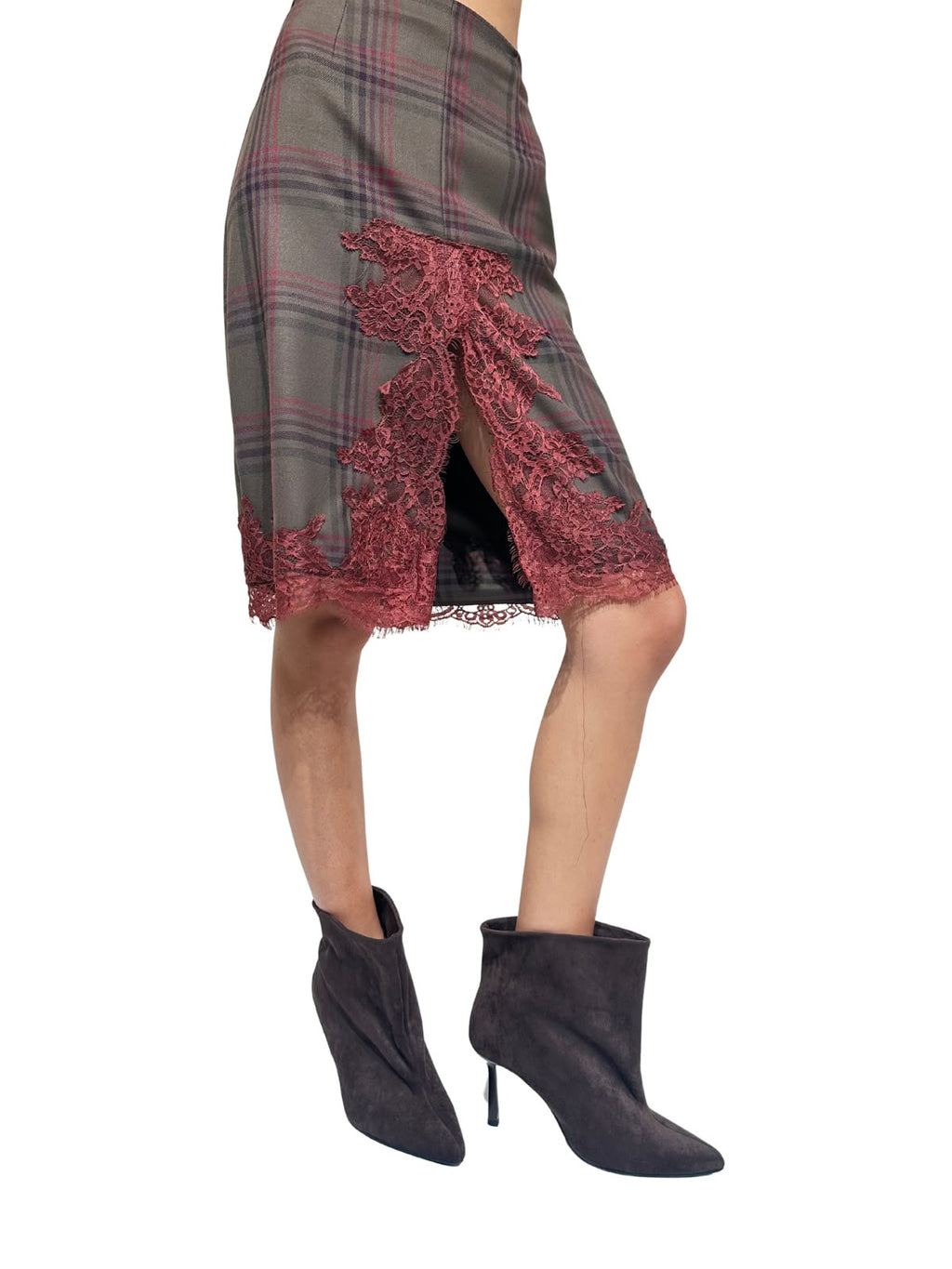 HAVEONE - GONNA MIDI TARTAN E PIZZO ART. GVS-R068